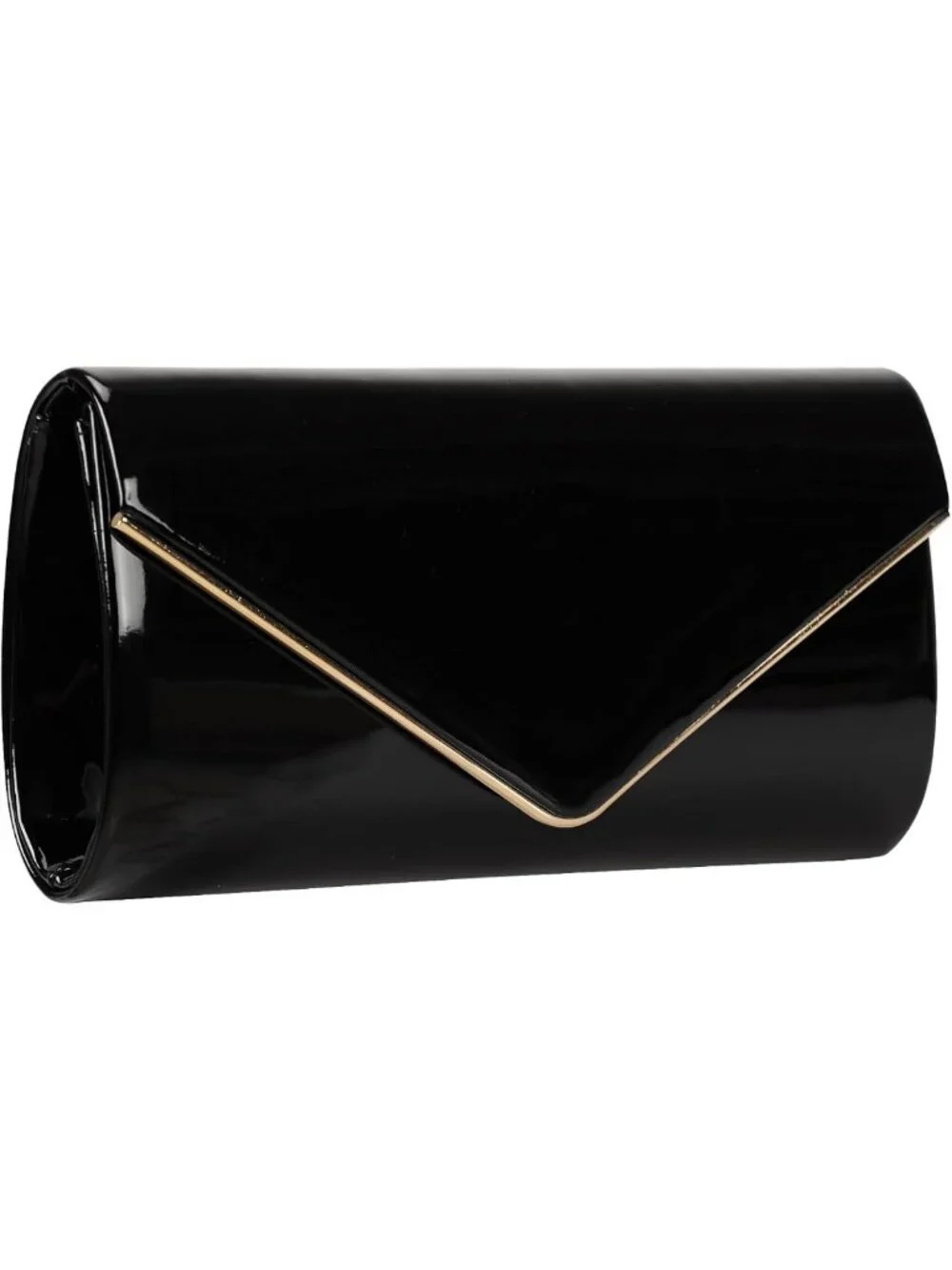 Shiny Patent Leather Envelope Clutch Purse for Women - Foldover Evening Bag